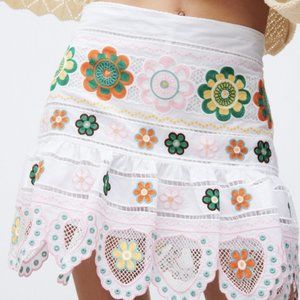 Zara Embroidered Mini Skirt